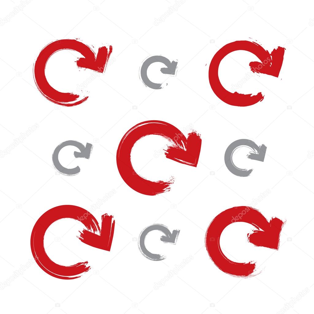Set of hand-painted red update signs isolated on white backgroun