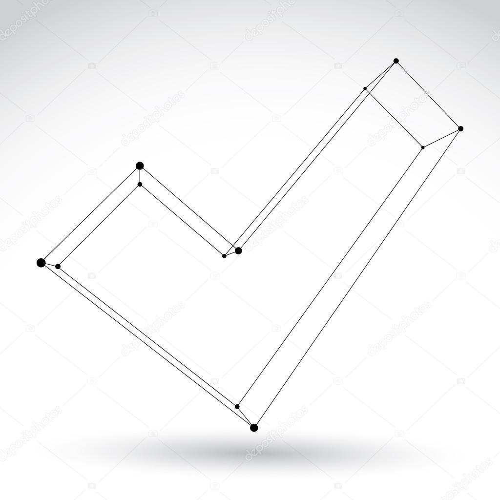 3d mesh monochrome validation symbol isolated on white backgroun