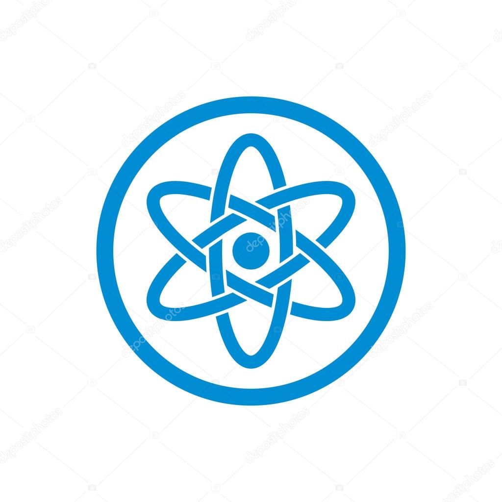 Atom part on white background vector icon.