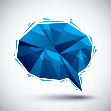 En iyi 3D modern tarzda yapılmış mavi konuşma balonu geometrik simgesinin 
