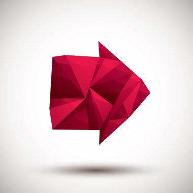 Kırmızı ok geometrik simgesini kullanmak için en iyi 3D modern tarzda yapılmış bir