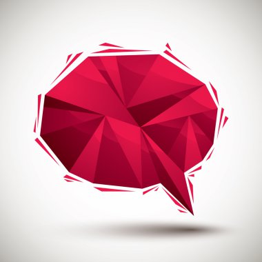 Kırmızı konuşma balonu geometrik simgesinin 3D modern tarzı, en iyi f yaptı