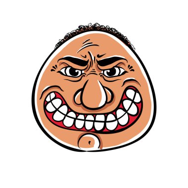kızgın karikatür face, vektör çizim.