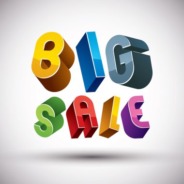 3D retro tarzı geometrik l ile yapılan büyük satış reklam ifade