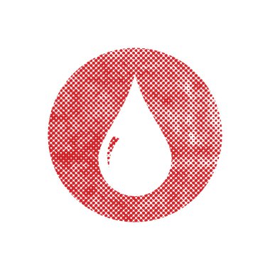 Kan damla vektör simge piksel yazdırma yarı ton nokta doku ile.