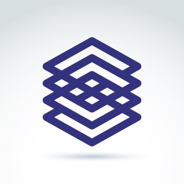 Dört soyut kesişen tek renkli rhombs, birleştirilmiş diamo vektör