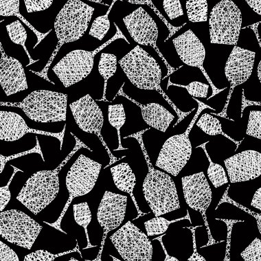 Wine glasses seamless pattern, winery theme seamless background, vector Wine glasses seamless pattern, winery theme seamless background, vector