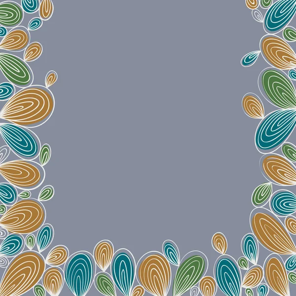 Floral brillante mano dibujado marco rizado sobre fondo gris con w — Vector de stock