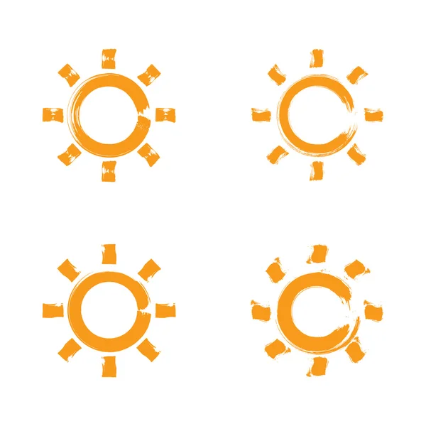 Set of hand-drawn simple vector sun icons, collection of brush d — Stock Vector