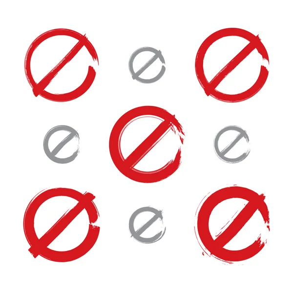 Set of hand-drawn simple vector prohibition icons, collection of — Stock Vector