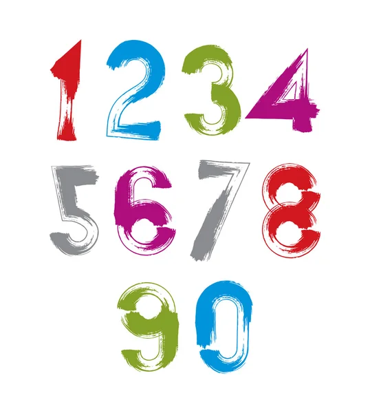 Handwritten vector numbers isolated on white background, painted — Stock Vector