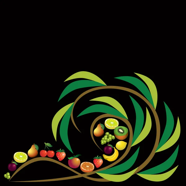 Früchte abstrakte Komposition, verschiedene Früchte Symbolsatz, Vektor f — Stockvektor