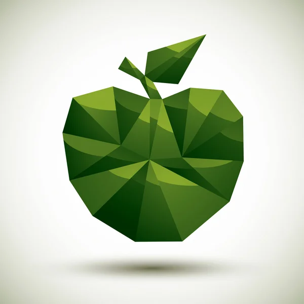 Icône géométrique pomme verte fabriquée dans un style moderne 3d, idéale pour une utilisation — Image vectorielle
