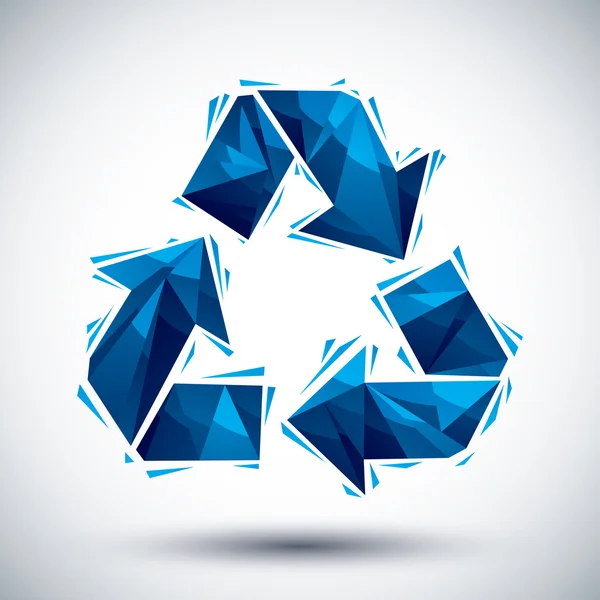 Ícone geométrico de reciclagem azul feito em estilo moderno 3d, melhor para nós — Vetor de Stock