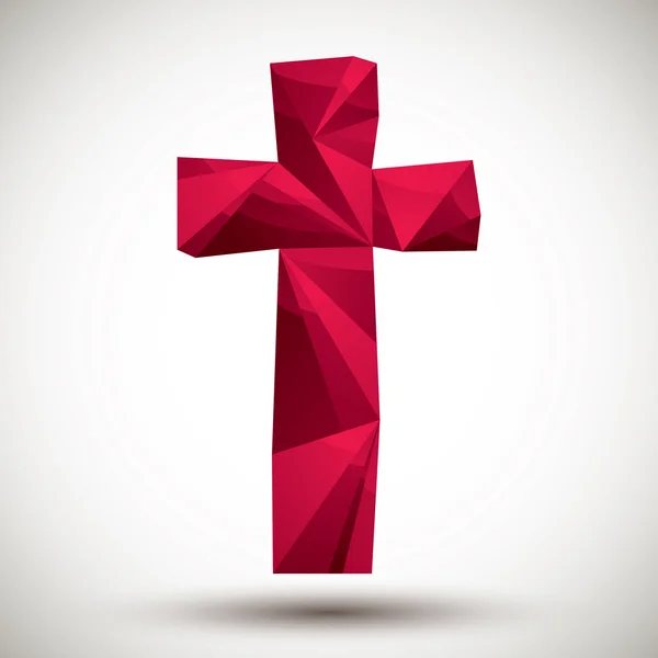Icoana geometrică cruce roșie realizată în stil modern 3d, cel mai bun pentru utilizarea unei — Vector de stoc