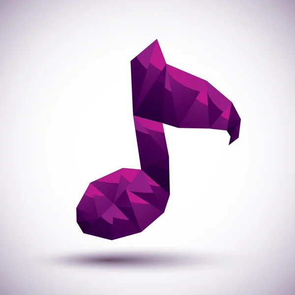 Icono geométrico de nota musical violeta hecho en estilo moderno 3d, mejor — Vector de stock