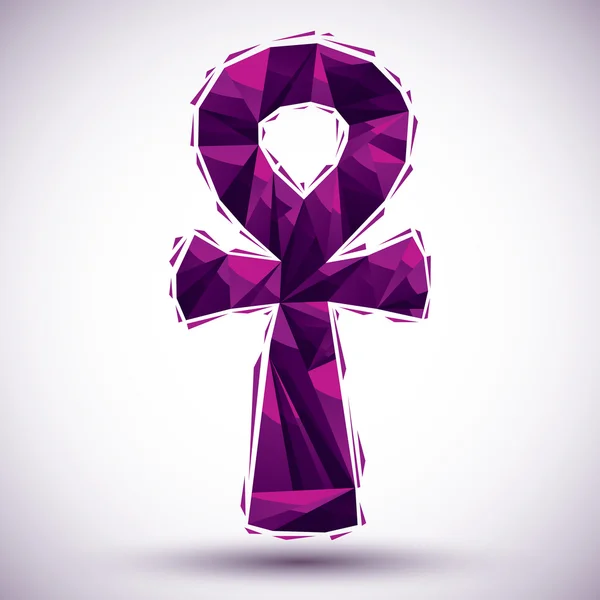 Símbolo violeta ankh, palabra egipcia para vida, icono geométrico hecho i — Vector de stock