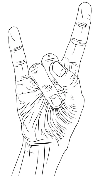 Rock on hand sign, rock n roll, hard rock, heavy metal, musica, d — Vettoriale Stock