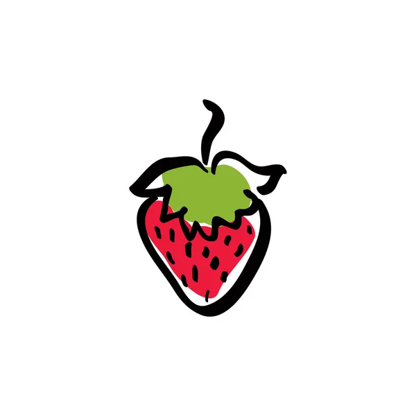 Fraise rouge illustrée, icône de l'écologie vectorielle . — Image vectorielle