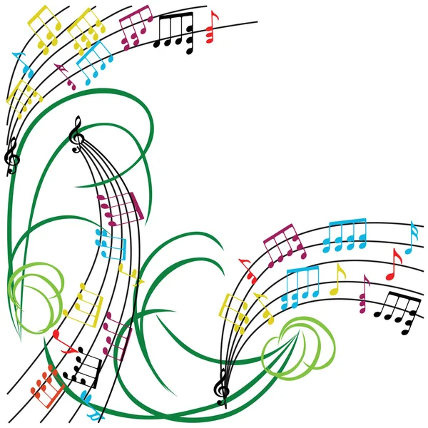 Music notes background, stylish musical theme frame, vector illu — Stock Vector