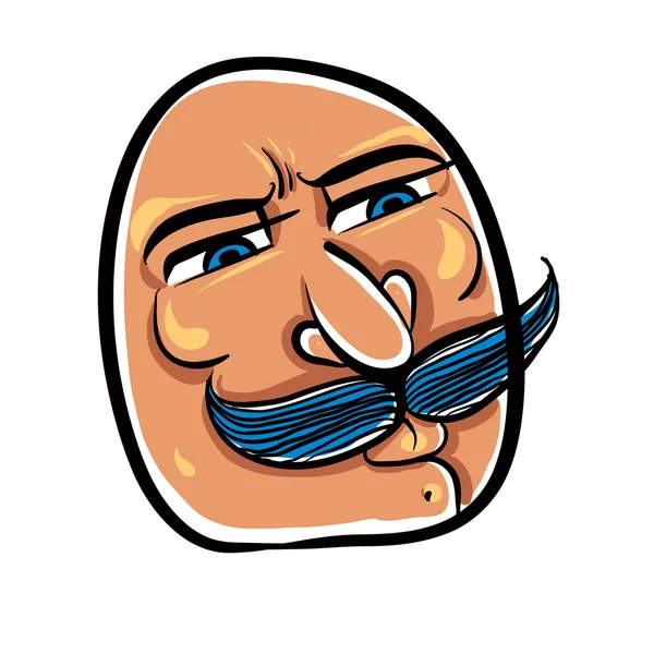 Grappige cartoon gezicht met snorren, vectorillustratie. — Stockvector