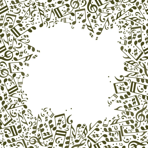 Cadrage vectoriel avec notes musicales sur fond blanc, sans couture — Image vectorielle