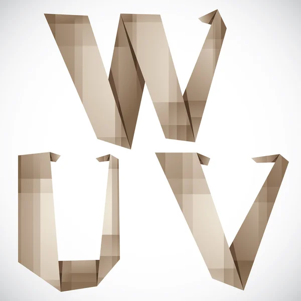 Lettres vectorielles de style origami U V W . — Image vectorielle