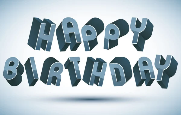 Feliz cumpleaños tarjeta de felicitación con frase hecha con estilo retro 3d — Vector de stock