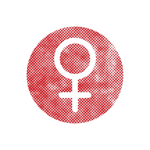 Vrouwelijke symbool Venus vector pictogram met pixel afdrukken halftone puntjes t — Stockvector