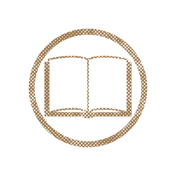 Open book Vector icon with pixel print halftone dots texture. — Stock Vector