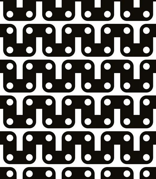 Polka dot naadloze patroon met geometrische figuren, zwart en whi — Stockvector