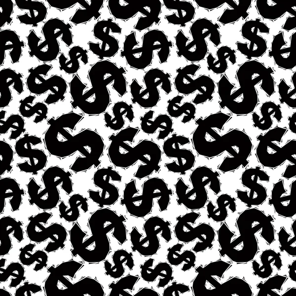 Dollaro nero segni modello senza soluzione di continuità, in bianco e nero geometrico c — Vettoriale Stock