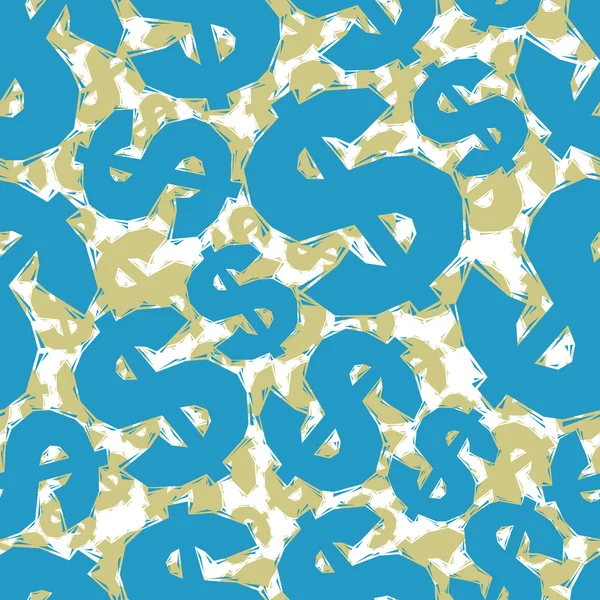 Segni di dollaro blu modello senza soluzione di continuità, stile geometrico contemporaneo — Vettoriale Stock