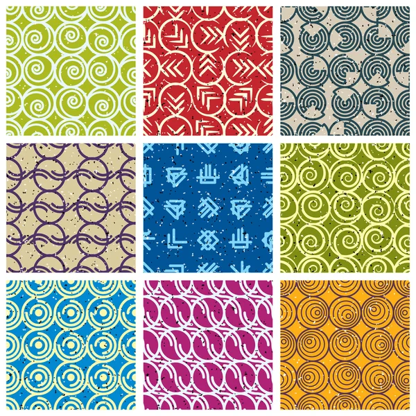 Retro style tiles seamless patterns set. — Stock Vector