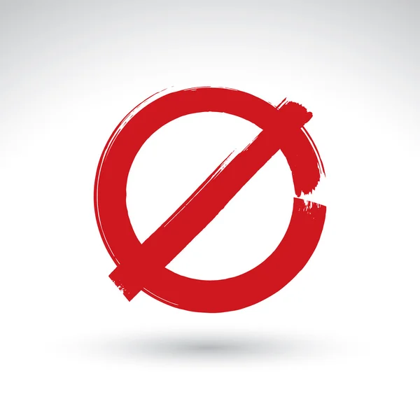 Ícone de proibição vetor simples desenhado à mão, escova desenho vermelho rea — Vetor de Stock