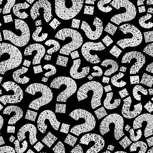 Question marks seamless pattern, vector, hand drawn lines textur — Stock Vector