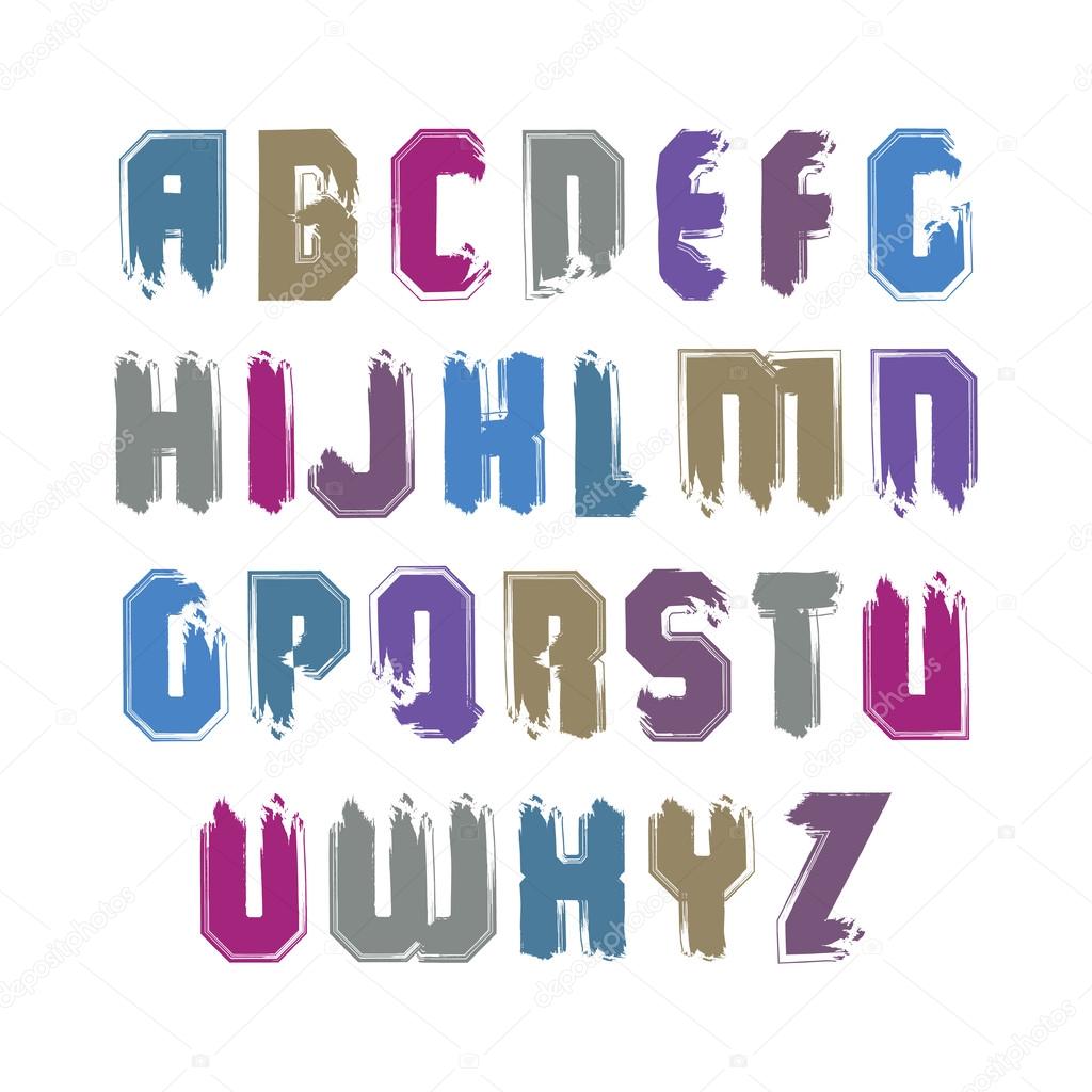 Handwritten colorful vector uppercase letters, stylish letters s