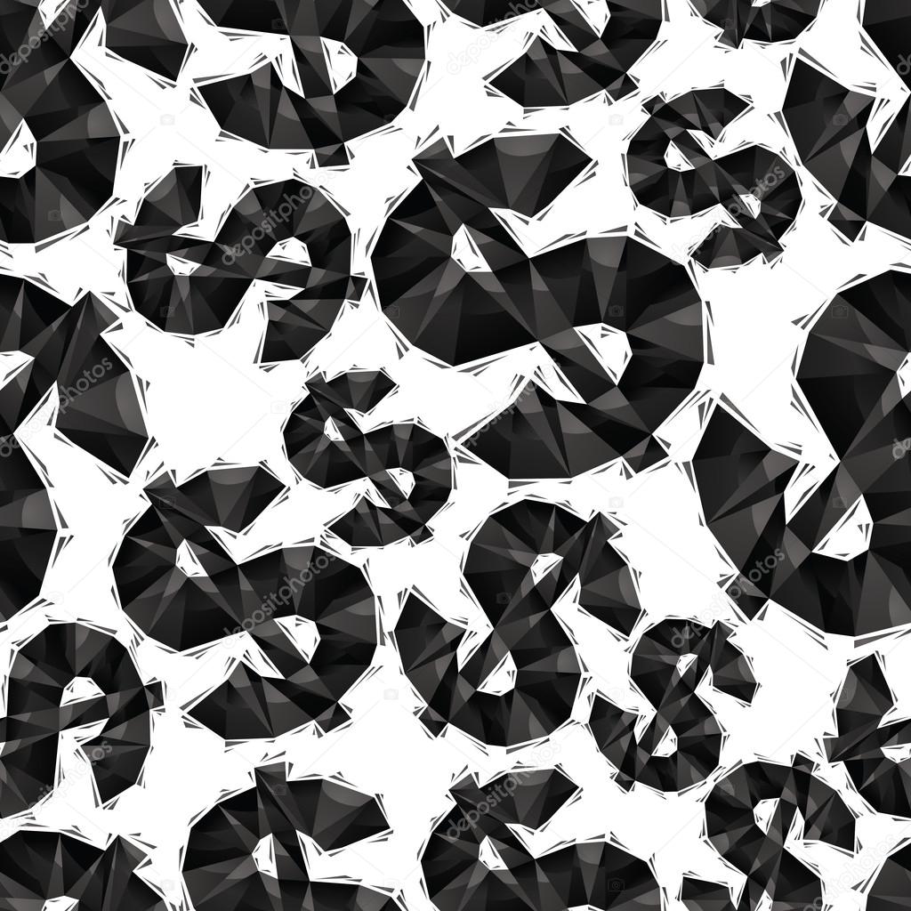 Black dollar signs seamless pattern, geometric contemporary styl