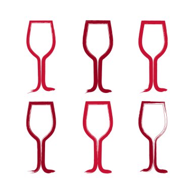 Çizilmiş basit boş kadehlerin fırça koleksiyonu kümesi 