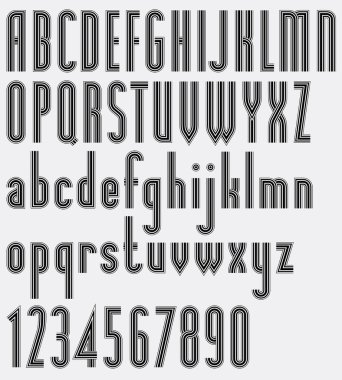 Poster paralel çizgili siyah yazı tipi ve numaraları.