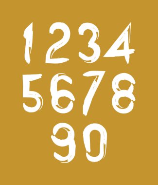 Kaligrafi fırçası numaraları, elle boyanmış beyaz vektör numaralama