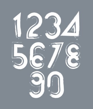 beyaz el yazısı numaraları, vektör doodle rakamlar, el-p fırçaladı.