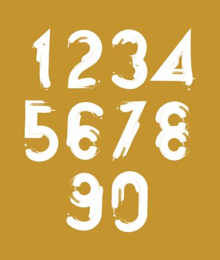 Sarı arka plan üzerinde izole el yazısı beyaz vektör numaraları, 