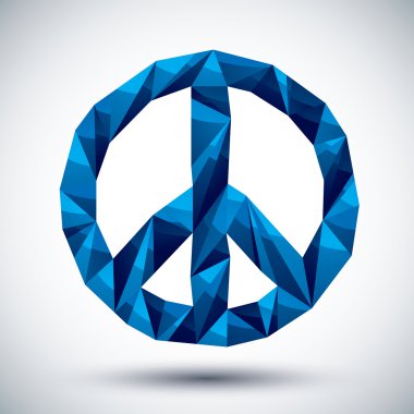 Blue peace geometric icon made in 3d modern style, best for use 