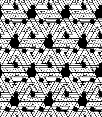 Siyah ve beyaz örtüşme altıgenler sonsuz desenle dokulu bir