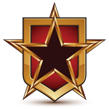 Pentagonal altın yıldız sembolü pla ile göz alıcı vektör şablonu