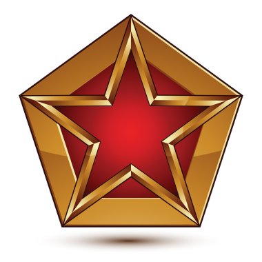 Altın b pentagonal kırmızı yıldızla şablonuyla göz alıcı vektör
