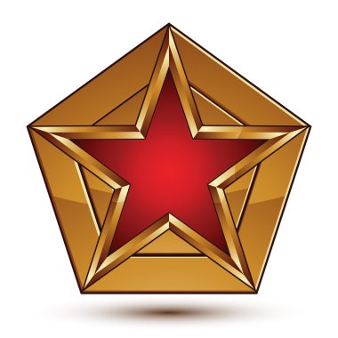 Altın b pentagonal kırmızı yıldızla şablonuyla göz alıcı vektör