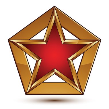 Kırmızı yıldızla pentagonal: altın o şablonla göz alıcı vektör