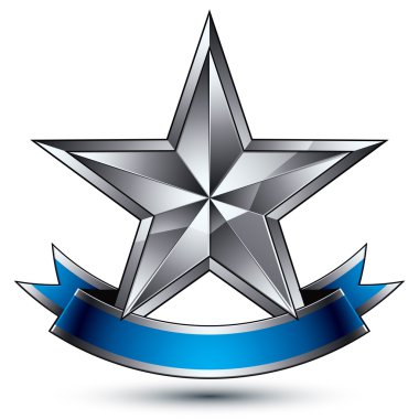 Göz alıcı vektör şablonu pentagonal Gümüş Yıldız simgesiyle
